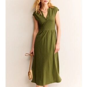 Boden Chloe Notch Jersey Midi Dress Olive Green